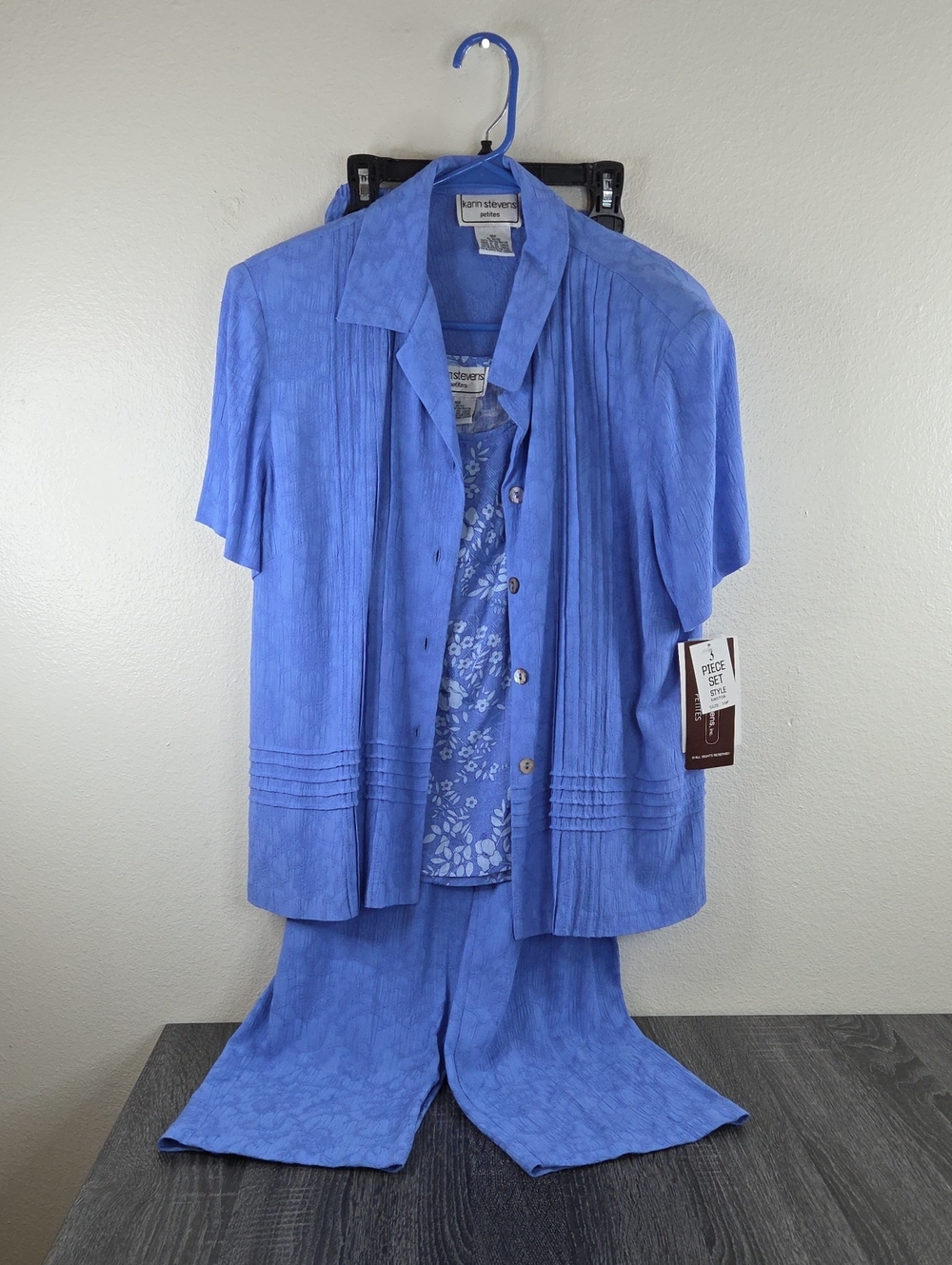 Karin Stevens Petites Vin tage Periwinkle NWT Three-Piece Pant Set 16P